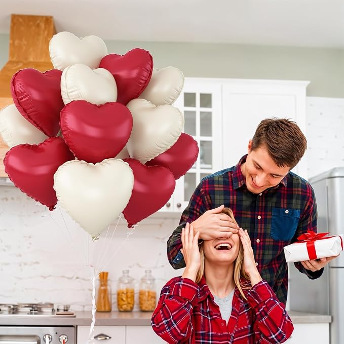 Red White Heart Balloons - Image 6