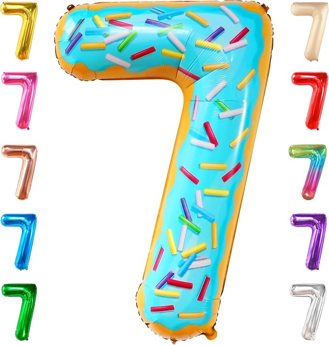 KatchOn Donut Number 7 Balloon 40 Inch, 7 Birthday Balloon | Party Decorations by KatchOn