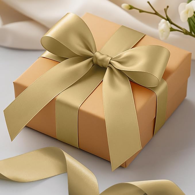 30Yards 1 1/2In Polyester Champagne Gold Ribbon - Image 5