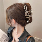 Music Note Hair Clips Metal Music Note Hair Claw Clips Musical Score Hair Claws With Pearl Large Clef Claw Clip Strong Hold Nonslip Hair Jaw Clip for Thin Thick Hair Stylish Hair Accessories for Women
