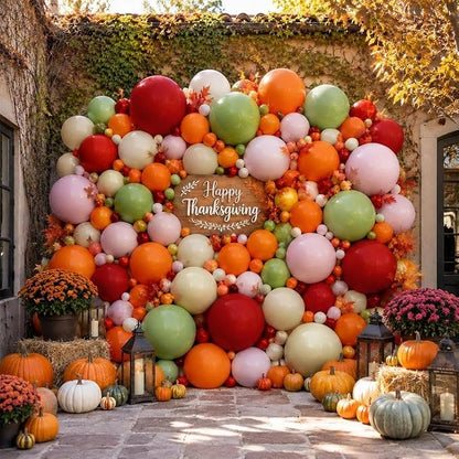 Sage Green Orange Red Balloons Double Stuffed Fall Balloon Burnt Orange Pink - Image 2