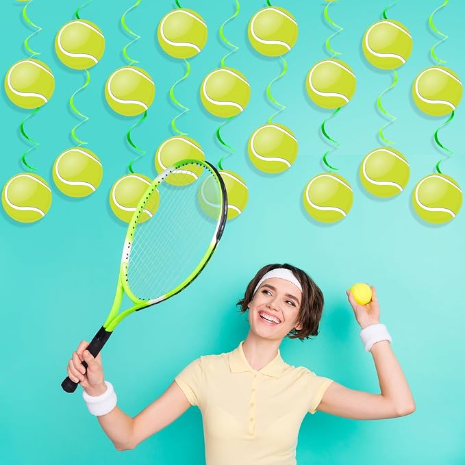 60pcs Tennis Party Foil Swirl Decorations Tennis Ball Ceiling Hanging Banners - Image 7