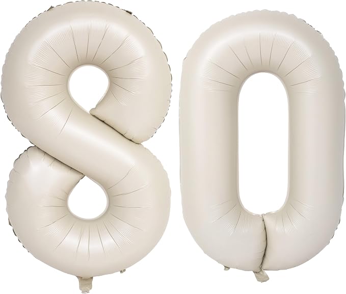 40 In Cream white Number Balloons Helium Foil Mylar Balloon Digital 80 | by Exquisitehighqualitypartydecorationstomeetyoureveryneed%EF%BC%81