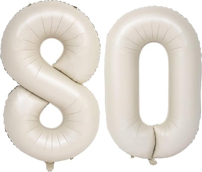 40 In Cream white Number Balloons Helium Foil Mylar Balloon Digital 80 | by Exquisitehighqualitypartydecorationstomeetyoureveryneed%EF%BC%81