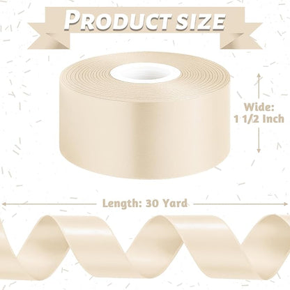 1 1/2In 30Yards Cream Ribbon for Gift Wrapping Easter Christmas Decorations | - Image 2