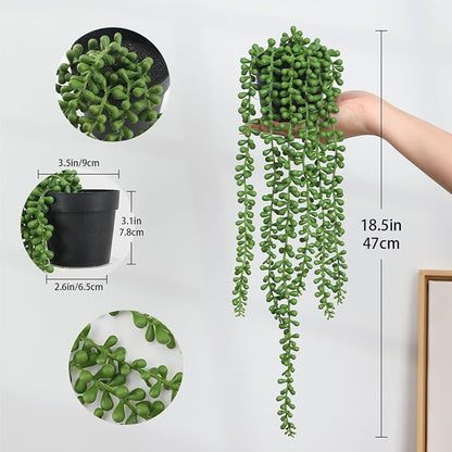 2pcs Fake Hanging Plants Fake Potted String of Pearls Succulent Plants Small - Image 2
