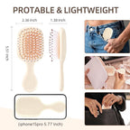 Mini Hair Bursh for Women Men and Kids, Protable Travel Size Hair Brush for Pockets Purses, Mini Detangler Brush for All Hair Types, Small Paddle Brush for Detangling (Beige)