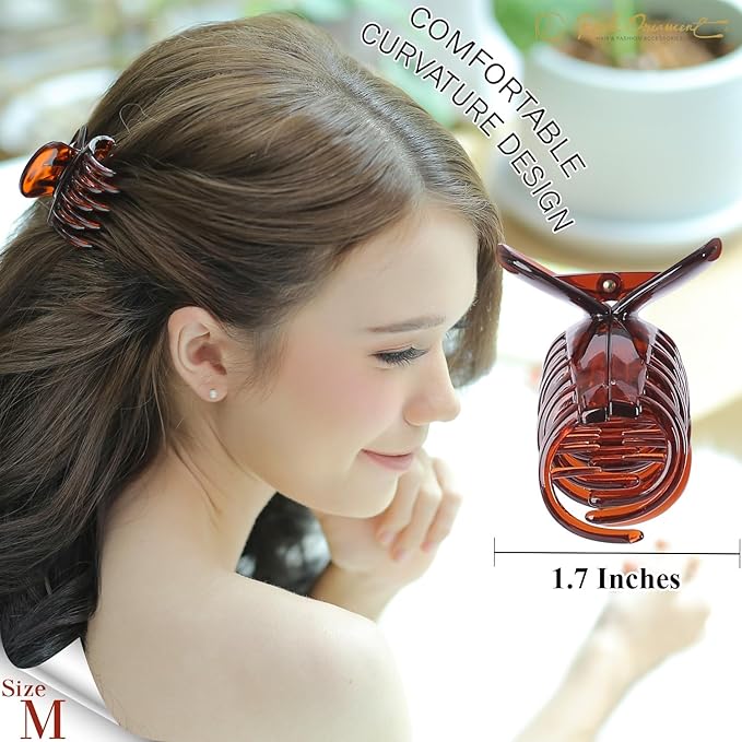 RC ROCHE 6 Pcs Double Claw Hair Clip Tooth Claw Clip Grip Tooth Jaw Clamps Thin Fine Hair Strong Hold No Slip Undo Clutchers for Women, Small Brown