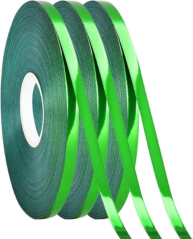 3 Rolls Curling Ribbon, Floral Arrangement 03 Green-1 Metallic 3/16 Inch by PendantofLuck