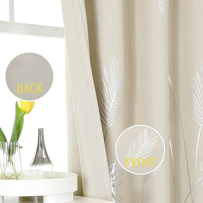 Silver Plam Tree Printed Curtains Light Blocking Curtains Thermal Insulated - Image 3