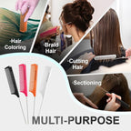 Rat Tail Combs for Parting, Protable Retractable Rat Tail Comb, Parting Combs for Hair Stylist, Fine Tooth Teasing Comb Stainless Steel Pin Tail, Easy to Carry (1 Pack-White)