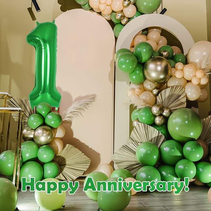 Dark Green Number 1 Balloon 40 Inch, Big Large Foil Helium Number Balloons - Image 6