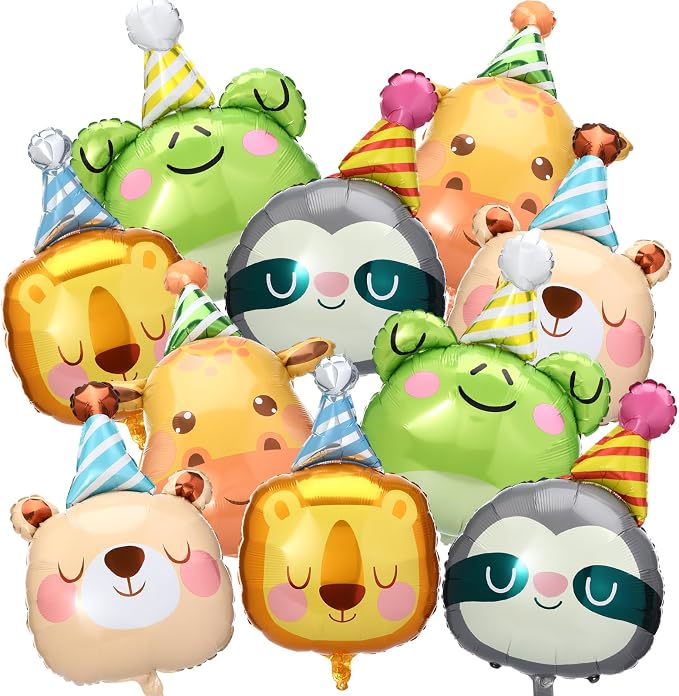 Civaner 10 Pcs Jungle Safari Animal Foil Balloons Animal Birthday Party Decor by Civaner
