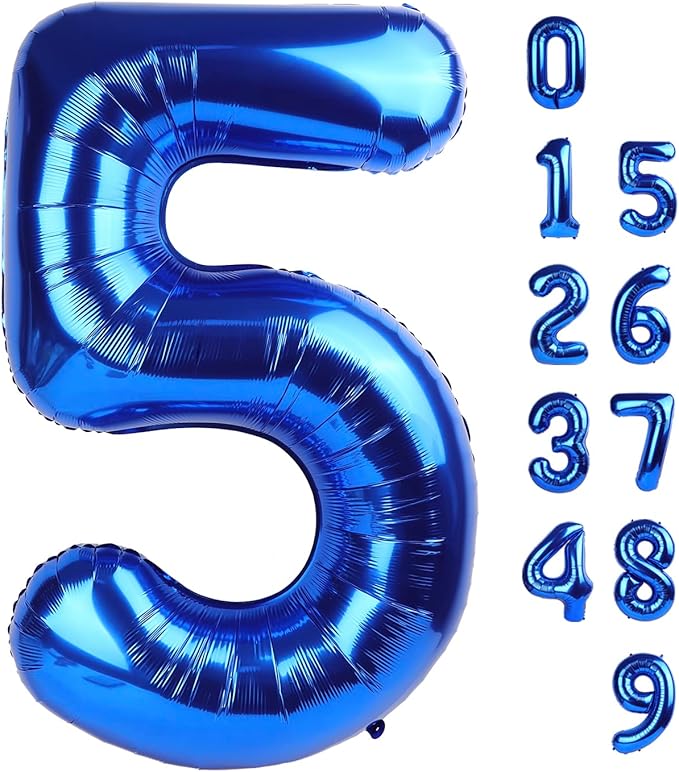 Number Balloons 5 Balloon Blue Birthday Decorations by Mluchee