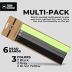 Tough Headwear Thin Elastic Headbands for Men - Sports Hair Head Band for Women & Men - Non Slip Mens Workout Headband - Running or Soccer Headband - 6-Pack