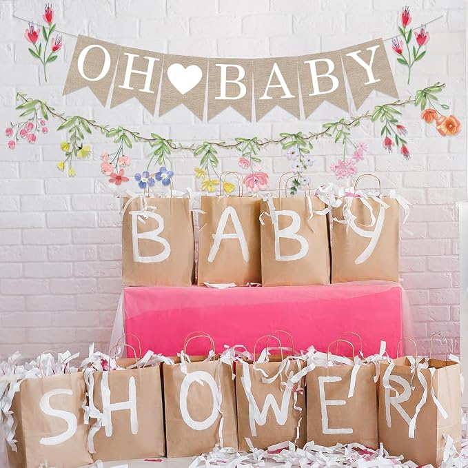 Weecent Pre-Strung 6ft Burlap Oh Baby Banner - Image 7