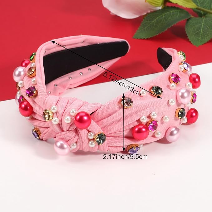 Pearl Headbands for Women,Non-slip Hair Accessories Wide Hair Band with Pearl Accessories Rhinestone for Valentine's Day Gift,Birthday,Party