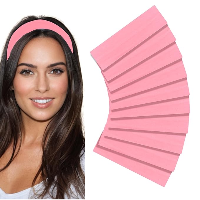 Styla Hair Headbands for Women Stretch Fashion Head Bands 10 Pack Non-Slip Head Wraps Great for Spa, Sports, Yoga, Pilates, Running, Gym Headband, Workouts (Pink)