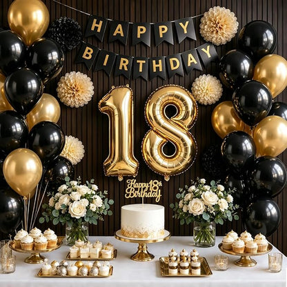 Black and Gold Party Balloons - Image 2