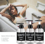 Shampoo Dispenser Bottle, Segbeauty 3pcs 10.1oz/300ml Plastic Pump Bottle Dispenser, Refillable Shampoo Pump Bottles for Shower, Pump Bottles for Body Soap Shampoo Conditioner Hotel Bathroom