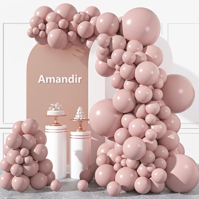 Amandir 153pcs Dusty Pink Balloons Arch Garland Kit Different Sizes | 18 12 10 by Amandir