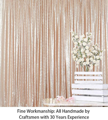 ShinyBeauty PHOTOBOOTH Backdrop Best Choice 4FTx7FT Champagne Sequin Fabric - Image 3