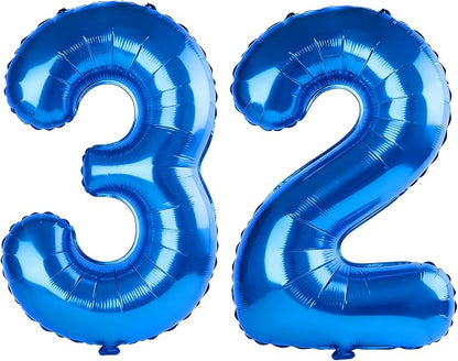 40 Inch Number 32 Balloons for 32nd Birthday Party Decorations, 0-100 Dark Blue by FOBELEC