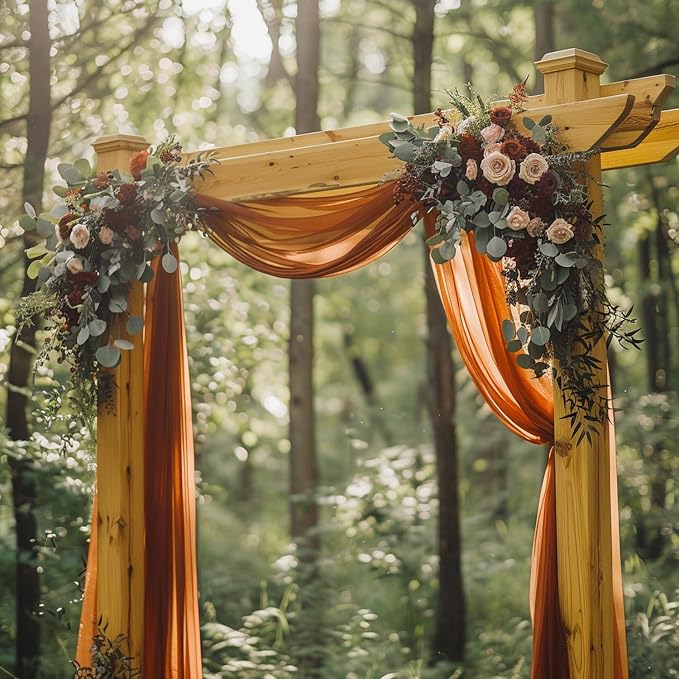Wedding Arch Draping Fabric Backdrop Drapes 28.7"x 20FT, Terracotta | Sheer - Image 7