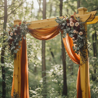 Wedding Arch Draping Fabric Backdrop Drapes 28.7"x 20FT, Terracotta | Sheer - Image 7