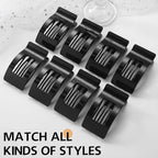 8 Pack French Flat Hair Clips for Women – Large Matte No-Slip Claw Barrettes for Thick & Thin Hair, Strong Hold Styling Accessories (Glossy Black)