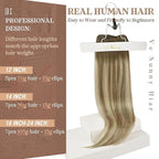 Ve Sunny Balayage Clip in Hair Extensions Real Human Hair Double Weft Remy Hair Clip in Human Hair Extensions Walnut Brown Ombre Light Brown with Blonde 18inch 120g 7pcs