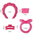 7 Pcs Spa Set, Facial Headband and Wristband Set, Skincare Accessories, College Style Girl Idea Gifts, Hair Accessories for Women and Girls（Hot Pink）