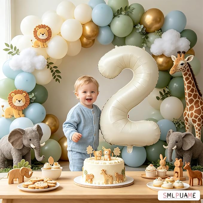 40 Inch Beige Number 2 Balloons - Image 5