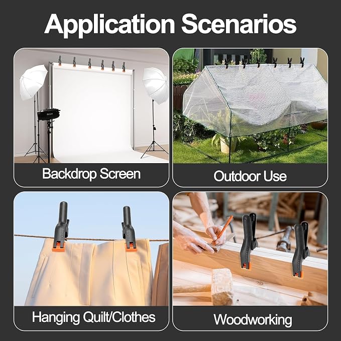 EMART 6 Pack Heavy Duty Spring Clamps, 6 inch Plastic Photo Booth Backdrop - Image 7