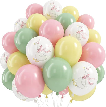 Goose Balloons Set, Pastel Pink Sage Dusty Green Light Yellow White Latex by Froova