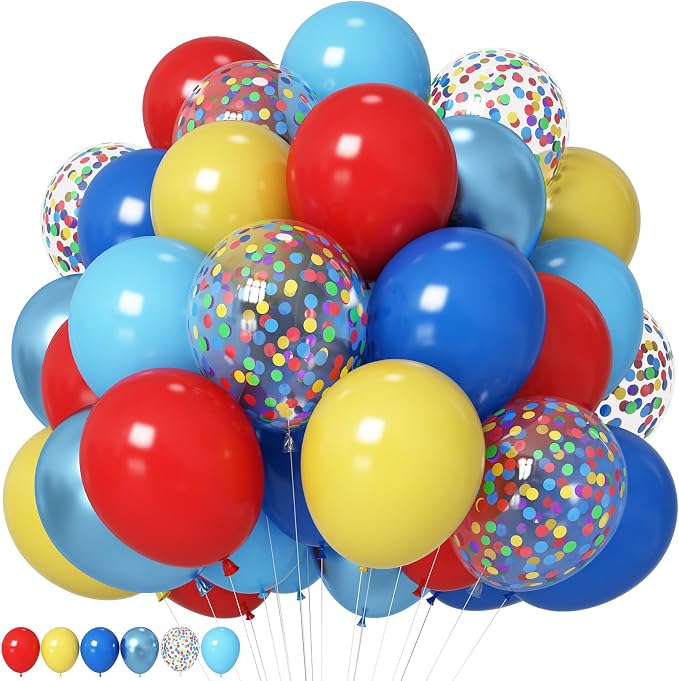 HILAVO Red Yellow Blue Balloons Light Baby Royal Metallic Blue Red Yellow by HILAVO