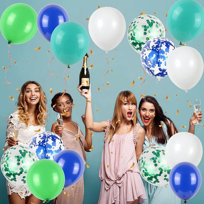 50Pcs Blue Green Balloons 12inch Light Green Blue Vintage Confetti Balloon - Image 6