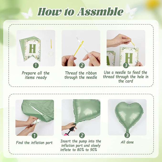 SaratimTou Sage Green Birthday Decorations - Image 4