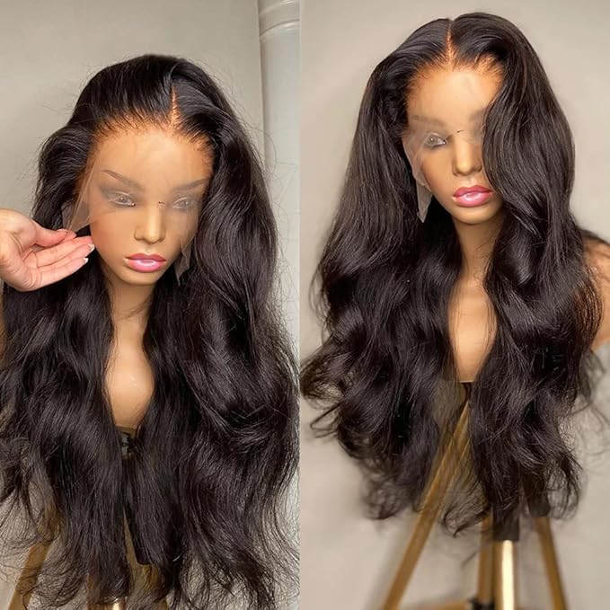 Real HD Lace Wig 13x6 Full Lace Frontal Wig 220% Density Body Wave HD Transparent Lace Front Wigs Virgin Human Hair Wigs Pre Plucked with Baby Hair 22 inch