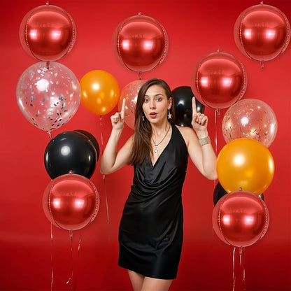 6Pcs Red Round Foil Balloons, Giant 4D Round Ball Balloons, 22 Inch Metallic - Image 6