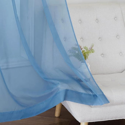 NICETOWN Stone Blue Sheer Curtains 108 inches Long, Grommet Top Elegant Voile - Image 7