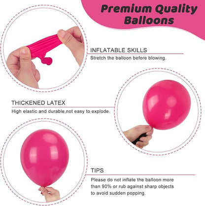 RUBFAC 135pcs Hot Pink Balloons Different Sizes 18 12 10 5 Inch - Image 3
