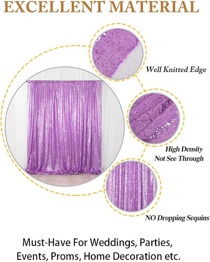 ShinyBeauty Sequin Curtain Lavender 4FTx8FT Sequin Photo Backdrop Light Purple - Image 7
