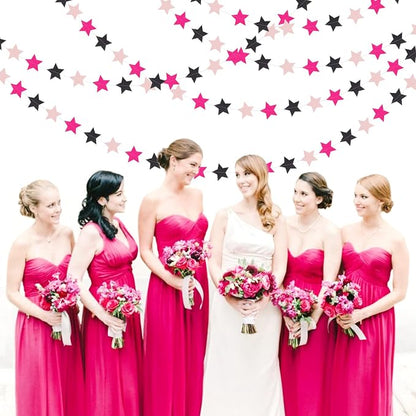 Hot-Pink Black Birthday Party-Decorations Garland - 62ft Twinkle Little Star - Image 7