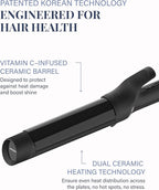GLAMPALM Curling Iron 1 1/4" - Long Barrel Ceramic Hair Curler for Women, Korea's No.1 Salon Hot Tool, 5 Temps & 30s Heat-up, 3D Swivel Cord & Dual Voltage, Black (GP628)