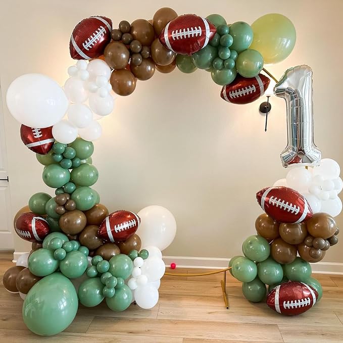 Football Balloons, 12 Inch Sage Green and Coffee Brown Balloons - Image 5