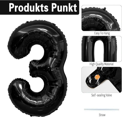 Black Number Balloons 13 Balloon Numbers 13th Number Balloon Foil Mylar Party - Image 3