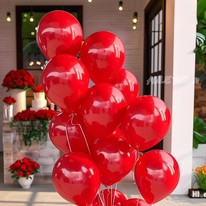 AULE 50Pcs Latex 12 Inch Red Balloons Helium Shiny Thicken Balloon | Perfect - Image 5