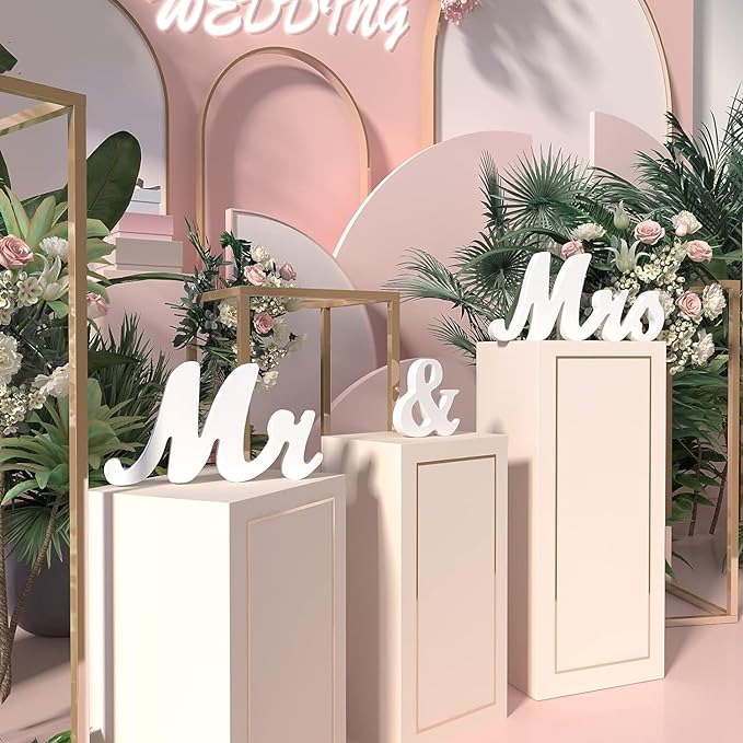 VIOPVERY Wooden Mr & Mrs Wedding Sign - Image 5