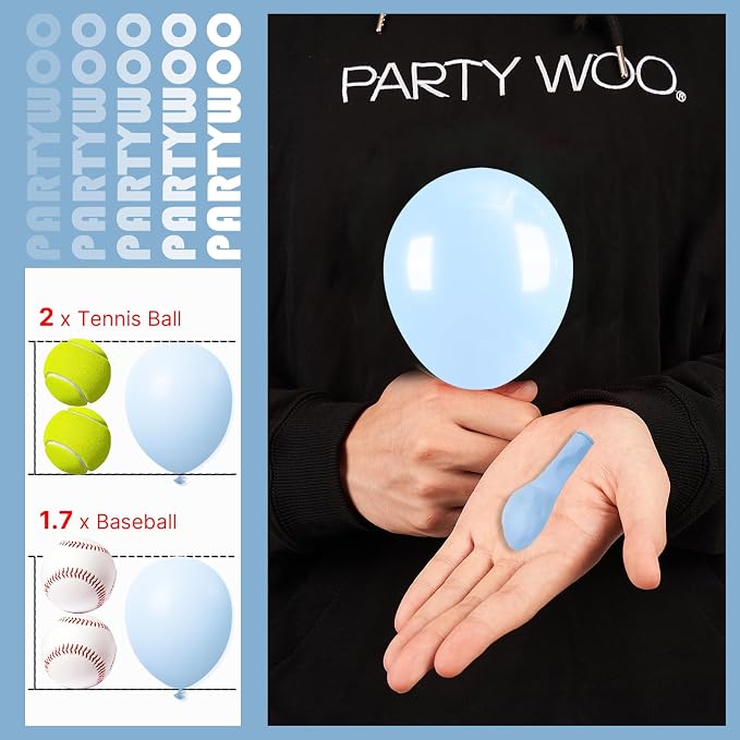 PartyWoo Baby Blue Balloons 50pcs Light Pastel Sky Aqua Blue Color | 5 Inch - Image 3